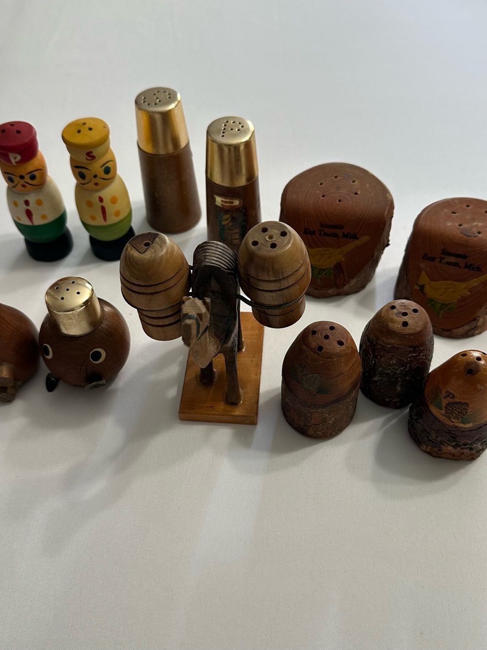 Assorted Wooden Salt & Pepper Shaker Collection - Brown